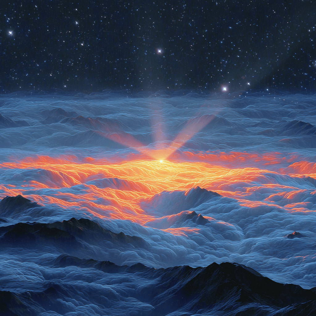 Majestic sunrise breaking over mountain peaks